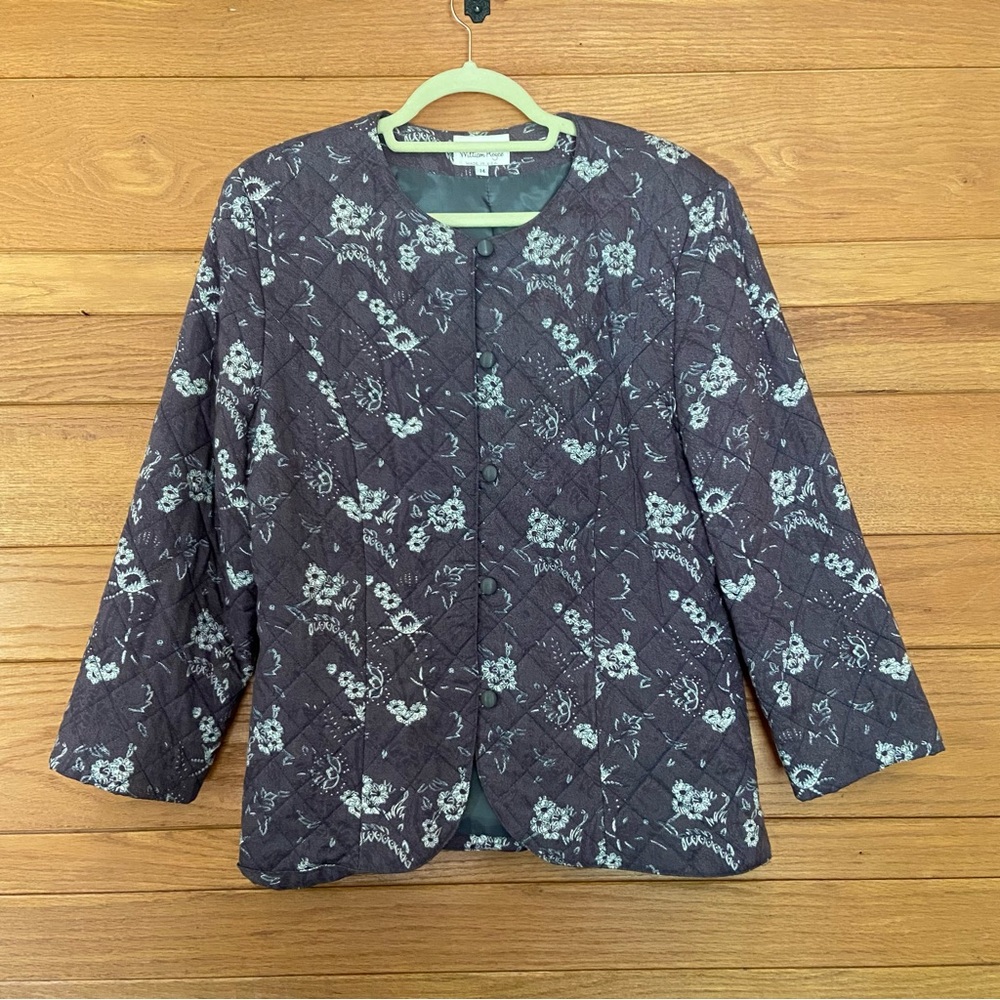 Vintage 80s William Royce quilted floral button front jacket